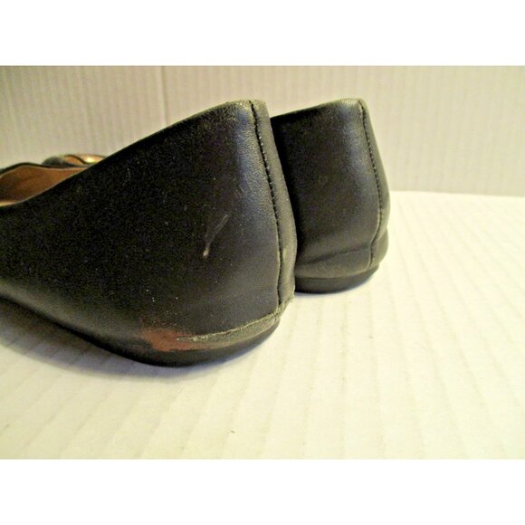 *COACH Black Leather Patent Toe Flats Goldtone Medallion - 8.5B - Picture 8 of 9